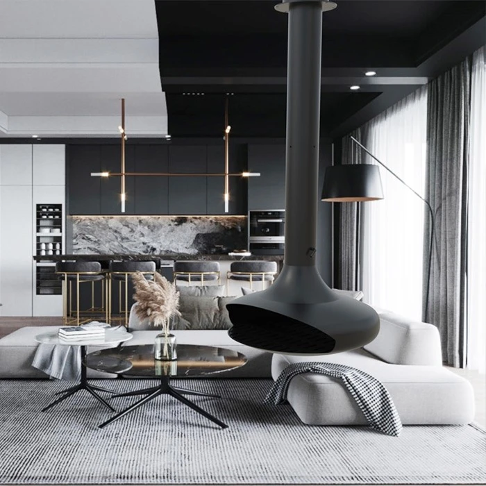 JBL Bkack Carbon Steel Suspended Fireplace