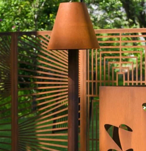 Rusty Cylindrical Light Of Corten